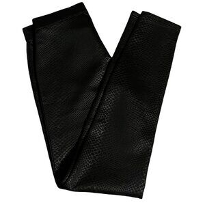 Utopia by HUE Black Faux Leather Snakeskin Print Pull Up Legging Pants Size S